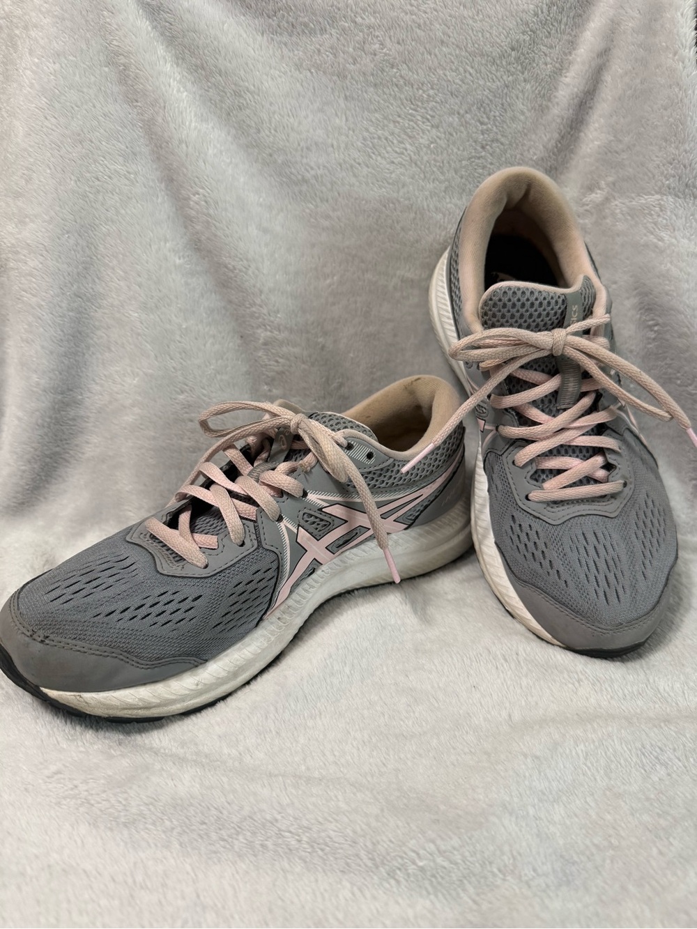 Asics Women's Gray Running Shoes with Pink Accents